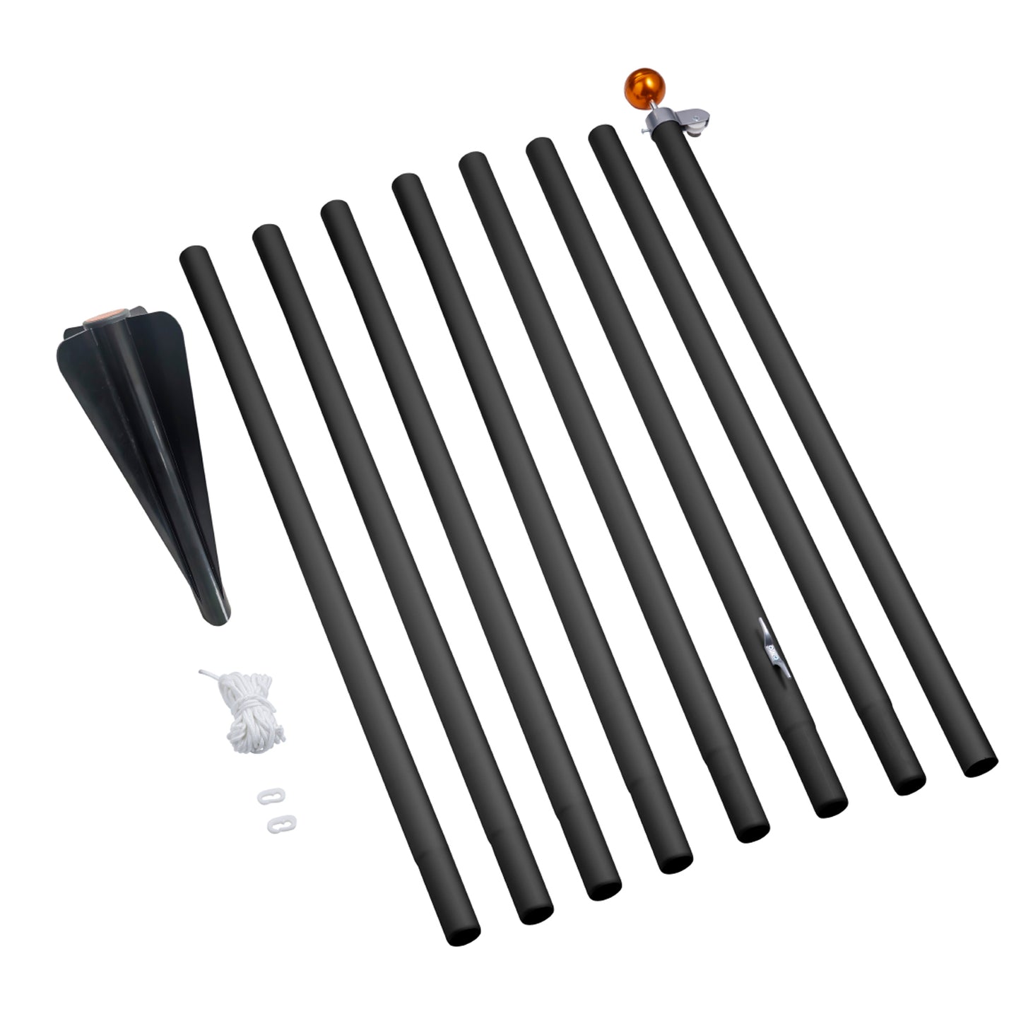 Fairybell | Divisible Flagpole with ground spike | 20ft | Black