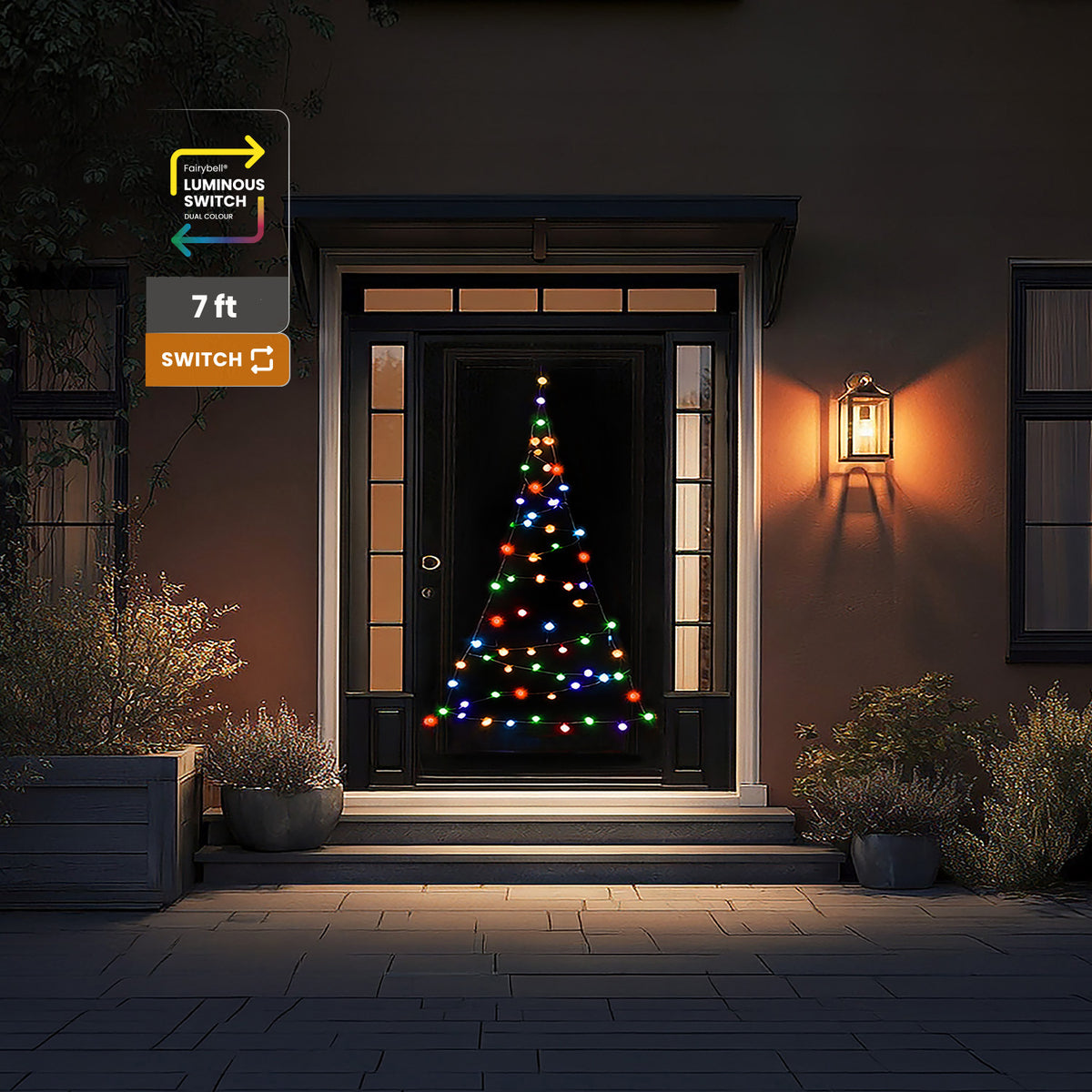 Fairybell Premium | Árbol de Navidad para Puerta | 2,1 metros | 120 luces LED | Luminous Switch |