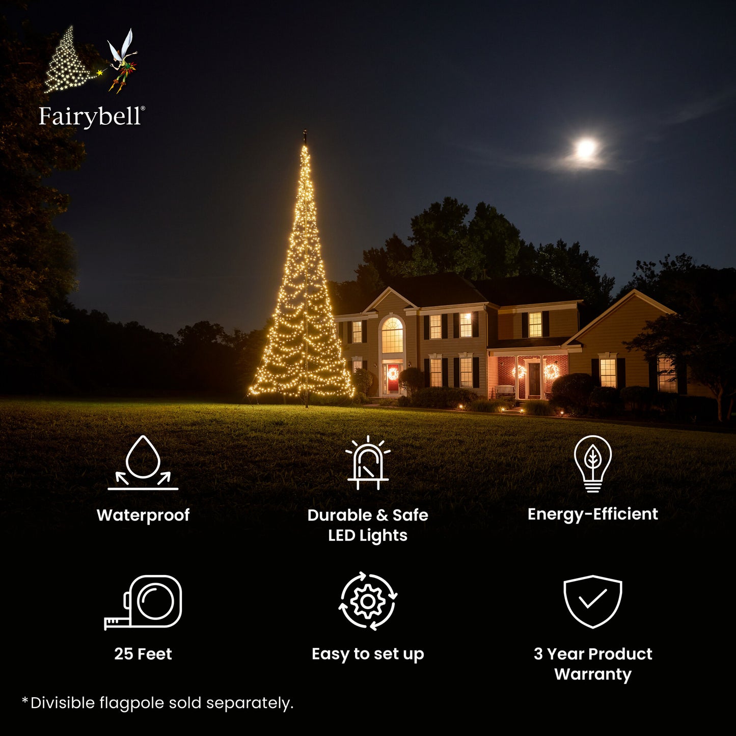 Fairybell | 26ft | 1,500 LED lights | Warm white
