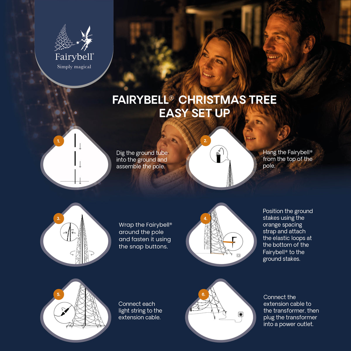 Fairybell Standard | 2 metros | 300 luces LED | Incluye mástil | Blanco cálido |