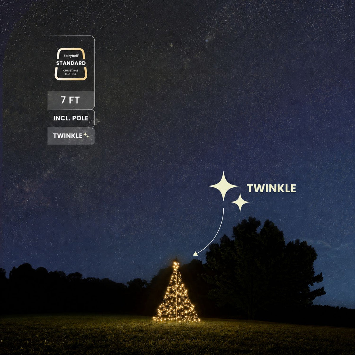 Fairybell Standard | 2 metros | 300 luces LED | Incluye mástil | Blanco cálido | Twinkle