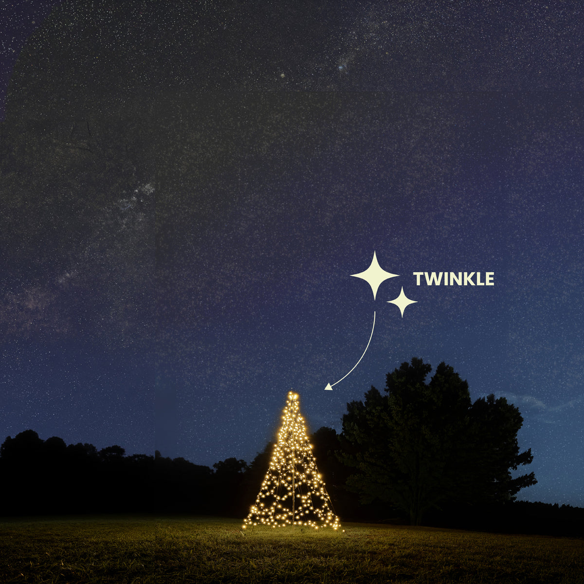 Fairybell Standard | 3 metros | 480 luces LED | Incluye mástil | Blanco cálido | Twinkle