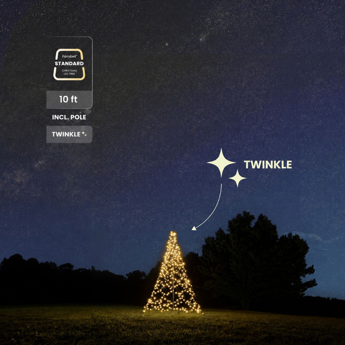 Fairybell Standard | 3 metros | 480 luces LED | Incluye mástil | Blanco cálido | Twinkle