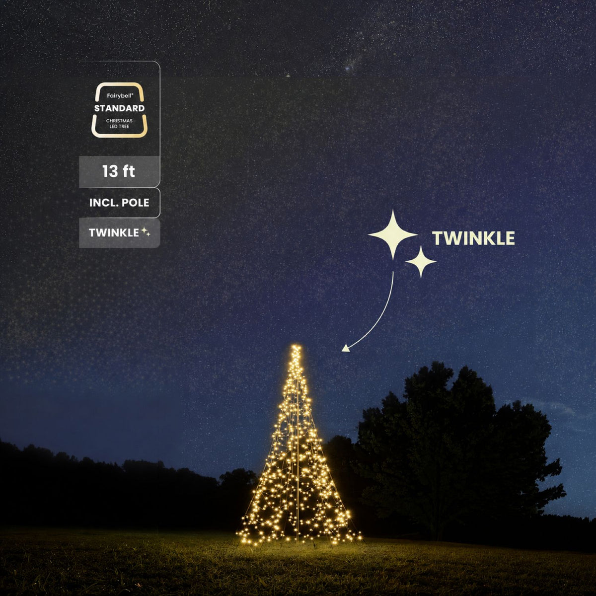 Fairybell Standard | 4 metros | 864 luces LED | Incluye mástil | Blanco cálido | Twinkle