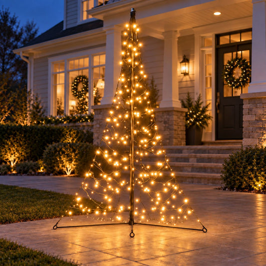 Fairybell Premium All-Surface de 7 ft, árbol de Navidad LED de exterior con 256 LED en un jardín