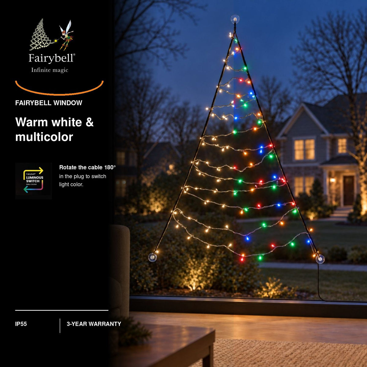 Árbol de ventana Fairybell Premium de 4 ft con 64 LED, foto de producto 7