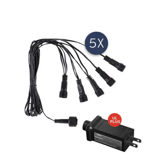 Fairybell Luminous Switch | 33ft | Transformer and cable junction set | 10 (2x5) connections