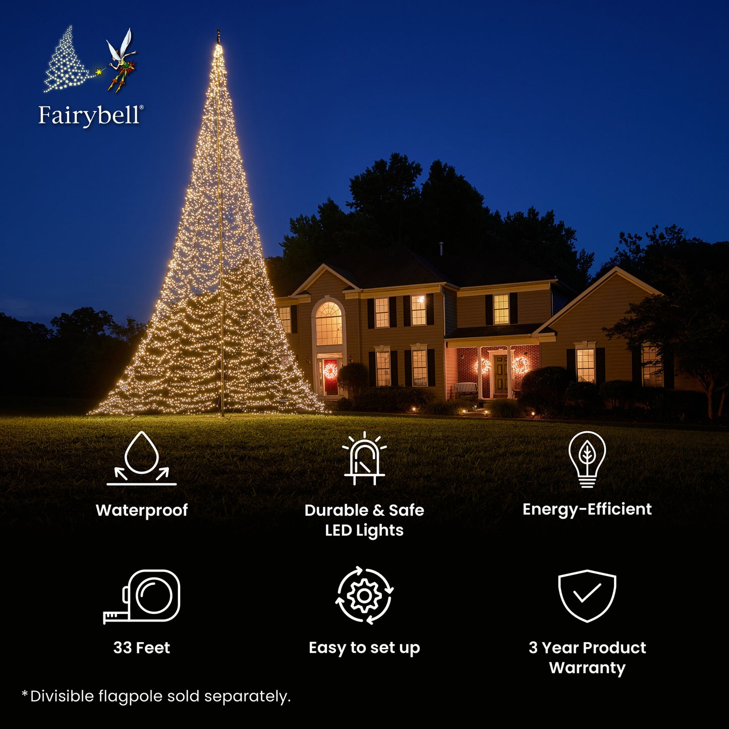 Fairybell | 33ft | 8,000 LED lights | Warm white