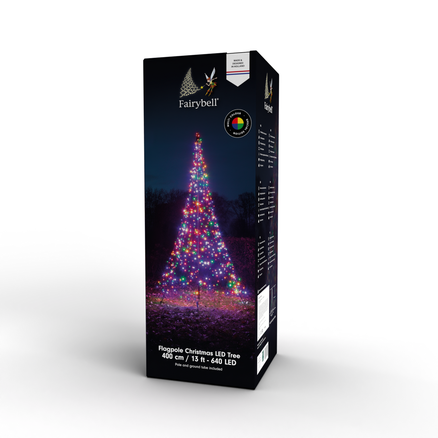 Campana de hadas | 13 pies | 640 luces LED | Incluye poste | Multicolor