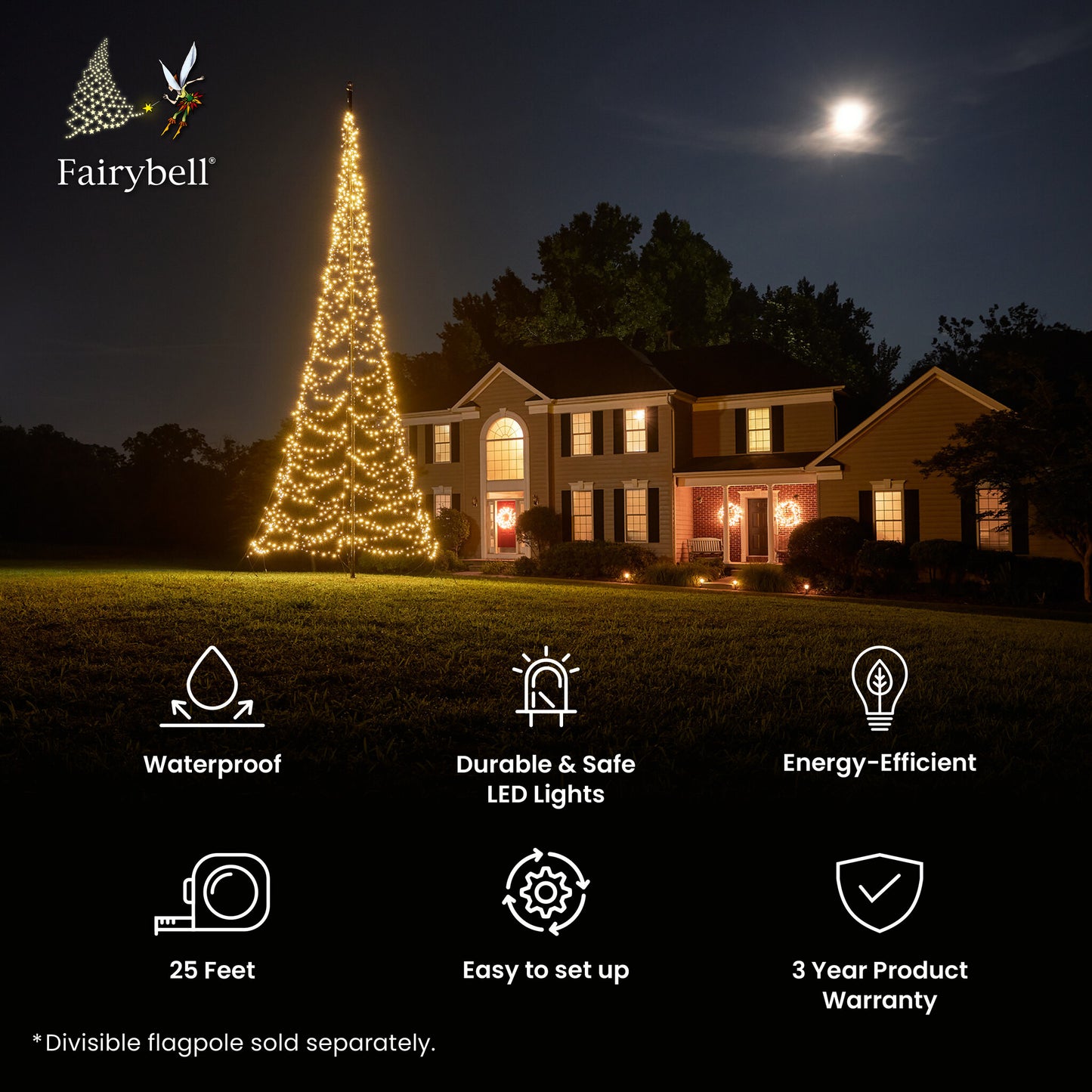 Fairybell Square | 25 pies | 1000 luces LED | Blanco cálido
