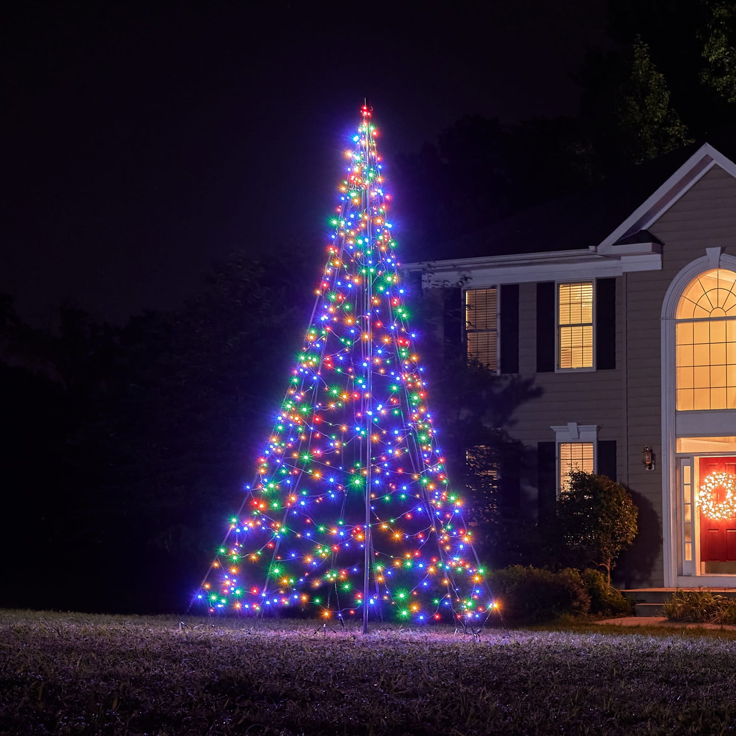 Campana de hadas | 13 pies | 640 luces LED | Incluye poste | Multicolor